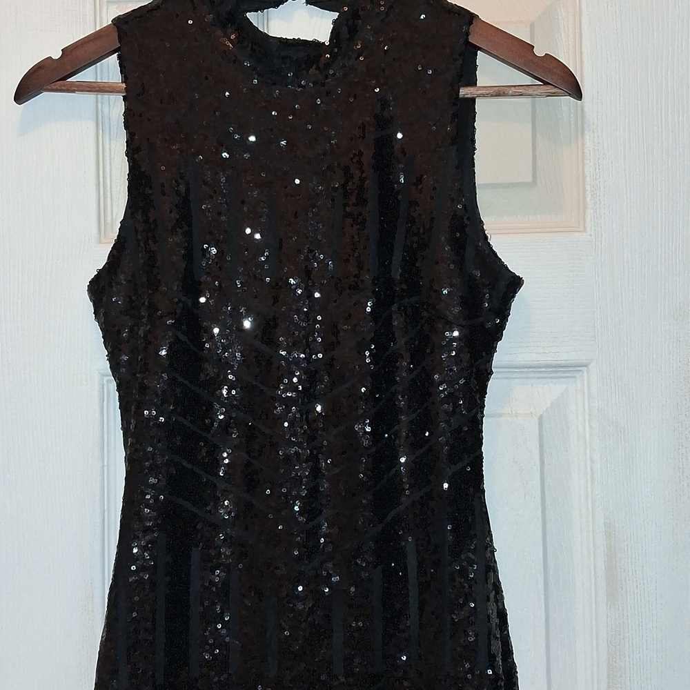 Black Sequin Full Length Dress